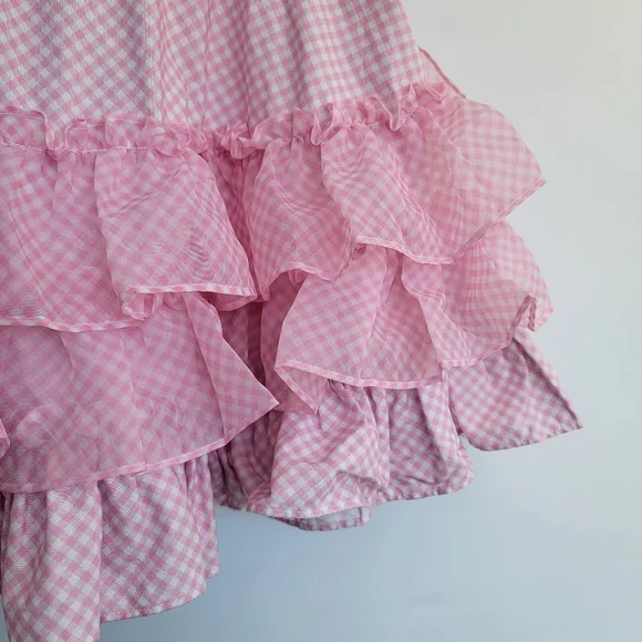 Selkie Ice Cream Gingham Belle Skirt Size Small Pink White Checkered Ruffled - Picture 6 of 16